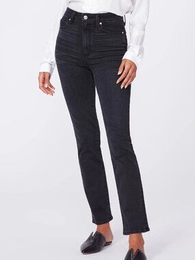 Paige Cindy Ultra High Waist Ankle Straight Jeans Black Willow 23